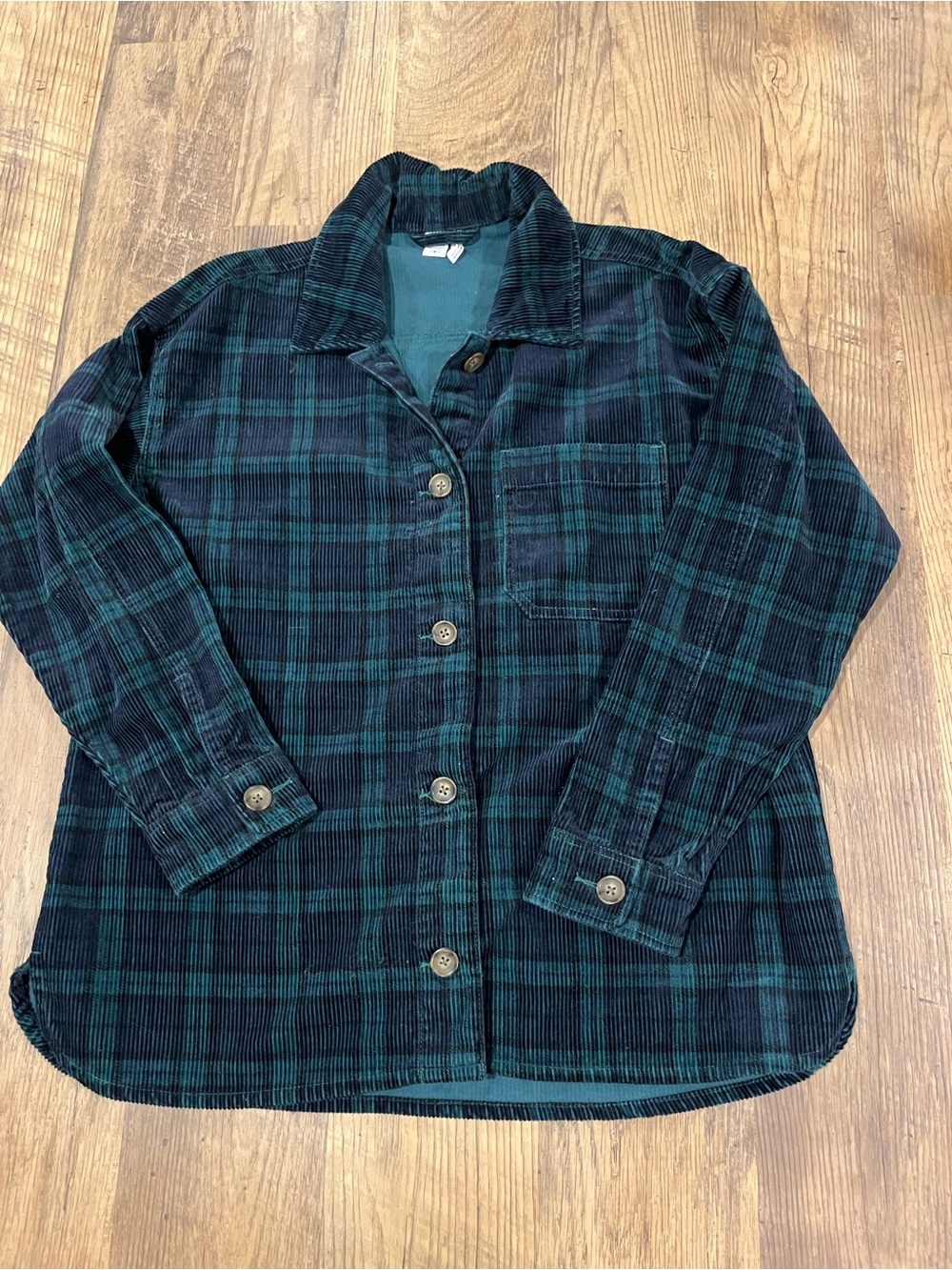 twik Kids Green and Black Plaid Button-Up Jacket